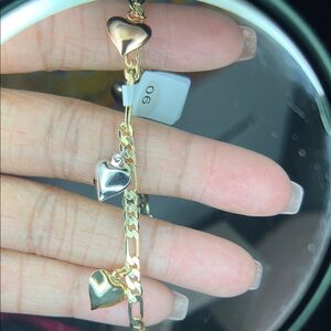 Gold and Silver Heart Charm Bracelet